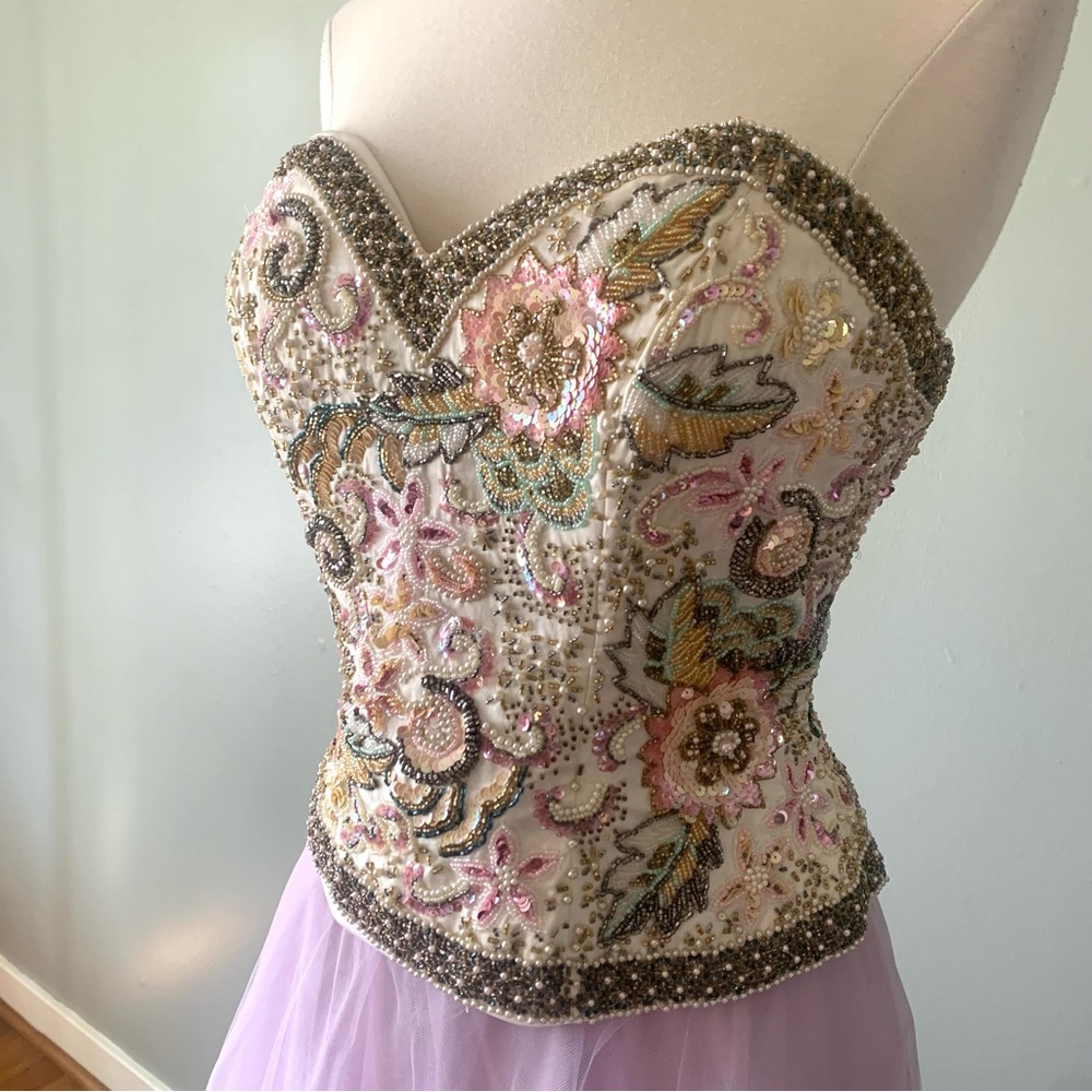Oleg Cassini Ivory Corset Bustier Prom Bridal - Picture 3 of 8